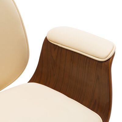 vidaXL Krzesło biurowe, kremowe, gięte drewno i sztuczna skóra