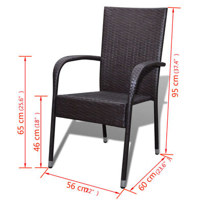vidaXL Krzesła ogrodowe, 2 szt., polirattan, brązowe