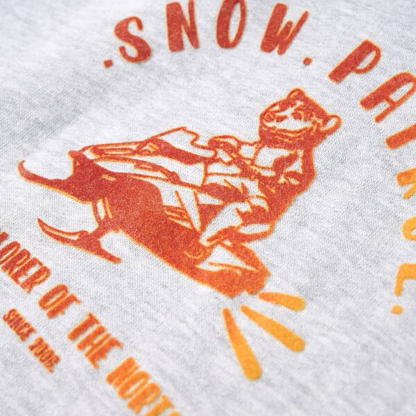 Bluza dziecięca z kapturem, szary melanż i pomarańcz, 128