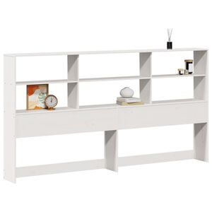vidaXL Wezgłowie do ł&oacute;żka, z p&oacute;łkami, białe, 180 cm, drewno sosnowe