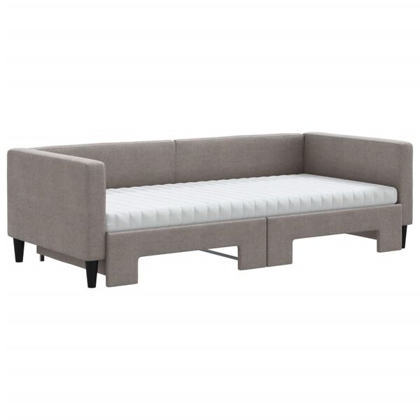 vidaXL Sofa rozsuwana z materacami, kolor taupe, 90x200 cm, tkanina