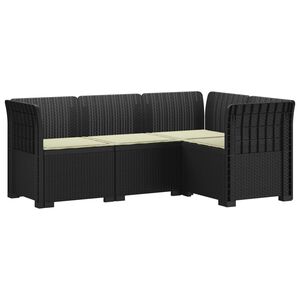 vidaXL Ogr&oacute;d Sofa 4-osobowa z poduszkami Wygląd Rattanu PP antracytowy