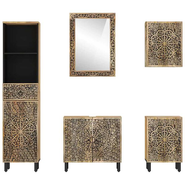 vidaXL 5-cz. zestaw mebli łazienkowych, lite drewno mango