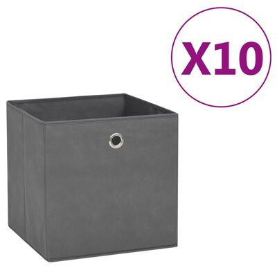 vidaXL Pudełka z włókniny, 10 szt., 28x28x28 cm, szare