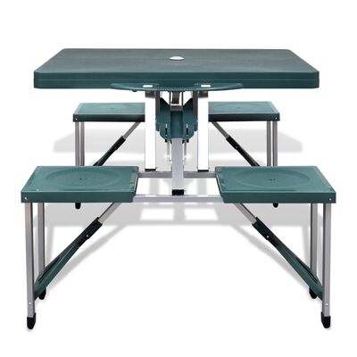 Zestaw kempingowy stół+krzesła aluminium kolor zielony