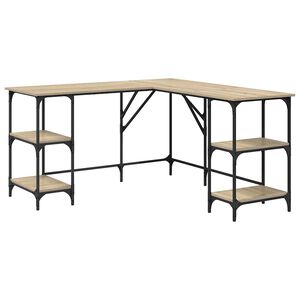 vidaXL Biurko, dąb sonoma, 139x139x75 cm, materiał drewnopochodny