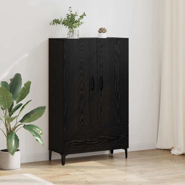 vidaXL Highboard z szufladą Czarny Dąb 70 x 31 x 115 cm