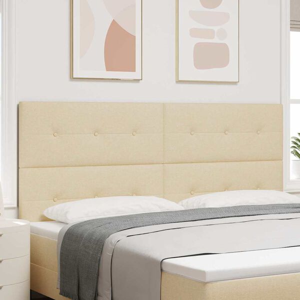 vidaXL Zagł&oacute;wek Z zagł&oacute;wkiem Kremowy 200 cm Sk&oacute;ra ekologiczna