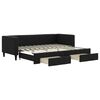vidaXL Sofa rozsuwana z szufladami, czarna, 80x200 cm, tkanina