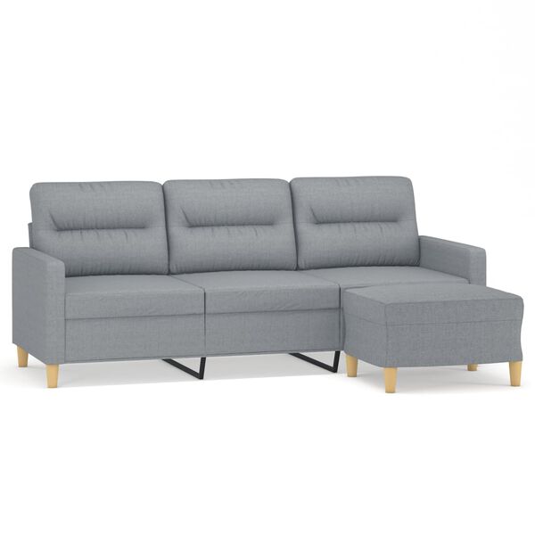 vidaXL 3-osobowa sofa z podn&oacute;żkiem, jasnoszara, 180 cm, tkaniną