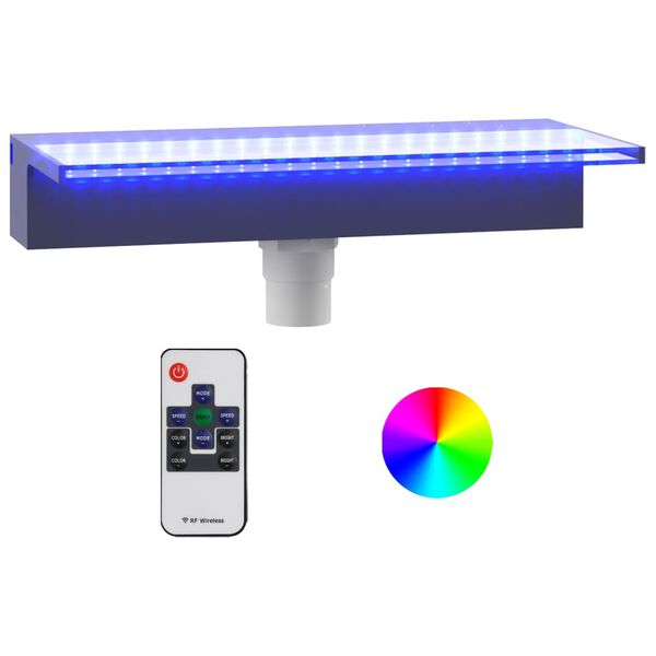 vidaXL Wylewka do wodospadu z oświetleniem RGB LED, akrylowa, 45 cm
