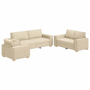 vidaXL Sofa 3 pcs Kremowy 220 x 80 x 84 cm Tkanina lniana