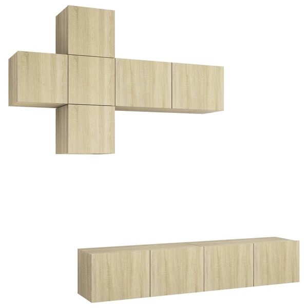 vidaXL 7-cz. zestaw szafek TV, dąb sonoma, materiał drewnopochodny