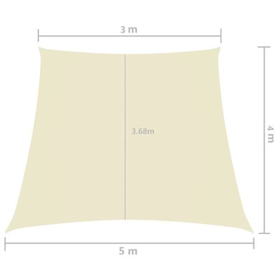 vidaXL Żagiel ogrodowy, tkanina Oxford, trapezowy, 4/5x3 m, kremowy