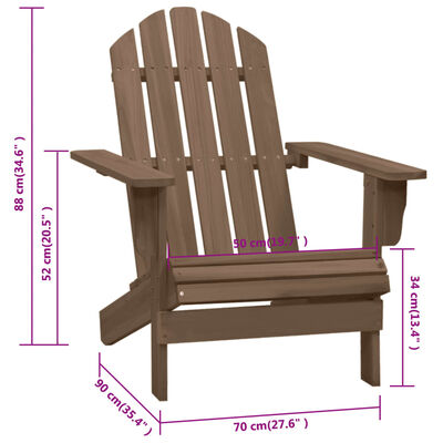 vidaXL Fotel ogrodowy, drewniany, brązowy