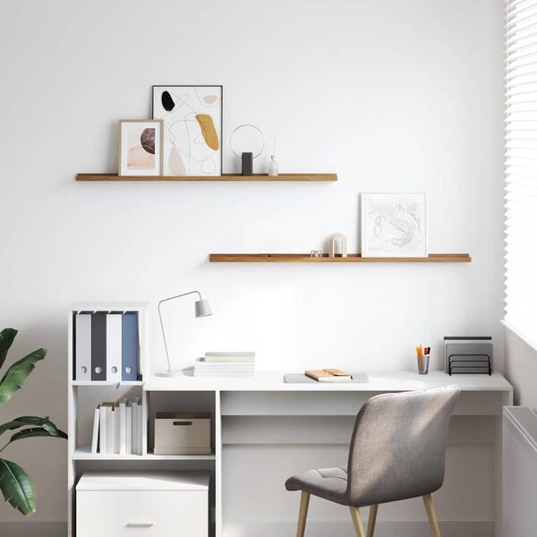 vidaXL P&oacute;łka ścienna z p&oacute;łką 2 pcs Brązowy 115 x 9 x 3 cm