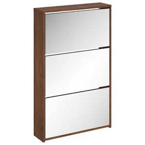 vidaXL Szafka na buty, lustro i 3 szuflady, brązowy dąb, 63x17x102,5cm
