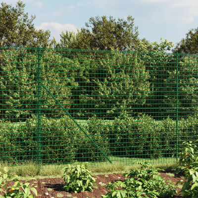 vidaXL Ogrodzenie z siatki drucianej, z kotwami, zielone, 2x25 m