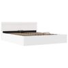 vidaXL Rama ł&oacute;żka z podnośnikiem i LED, biała, ekosk&oacute;ra, 160 x 200 cm