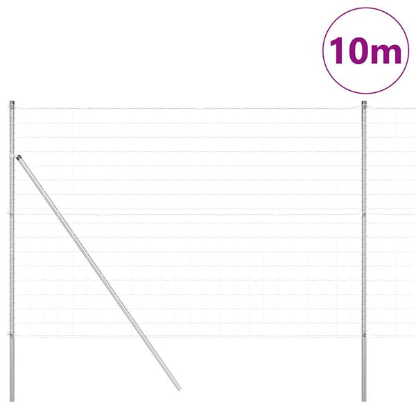 vidaXL Ogrodzenie z słupkiem Srebrny 1,5 x 10 m Stal i PVC