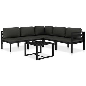 vidaXL 6-cz. zestaw wypoczynkowy, poduszki, aluminium, antracyt