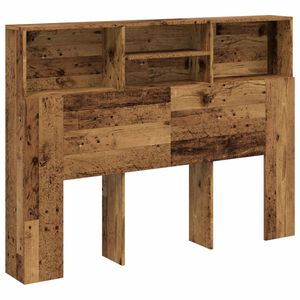 vidaXL Wezgłowie ł&oacute;żka z p&oacute;łkami, stare drewno, 140x19x103,5 cm