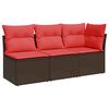 vidaXL Sofa ogrodowa z poduszkami 3-osobowa Brązowy polirattan