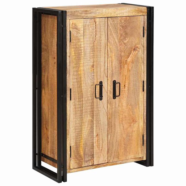 vidaXL Witryna z drzwiami Lite drewno mango w surowym stanie i metal
