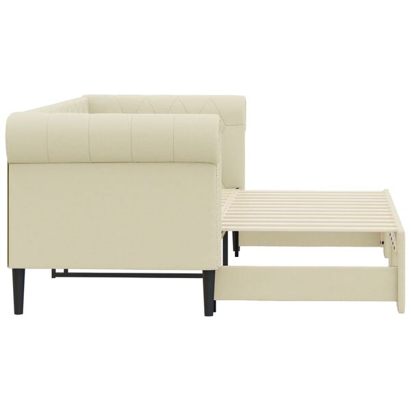 vidaXL Sofa rozsuwana, kremowa, 90x200 cm, sztuczna skóra
