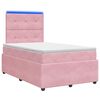vidaXL Ł&oacute;żko z box spring LED z materacem r&oacute;żowy 120 x 190 cm Welur