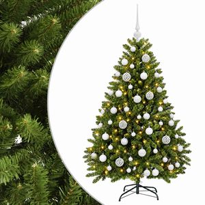 vidaXL Sztuczna choinka, jasnozielona, z bombkami 120 cm 150 LED