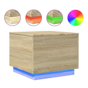 vidaXL Stolik kawowy z podświetleniem LED, dąb sonoma, 50x50x40 cm