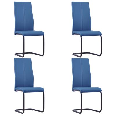 vidaXL Krzesła stołowe, wspornikowe 4 szt., niebieskie, sztuczna skóra