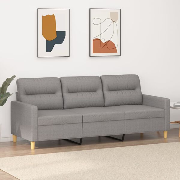 vidaXL Sofa 3-osobowa, jasnoszara, 180 cm, tapicerowana tkaniną