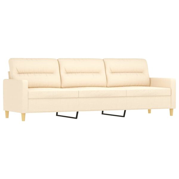 vidaXL 3-osobowa sofa wypoczynkowa z poduszkami, kremowa, 210 cm