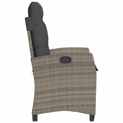 vidaXL Rozkładane krzesło ogrodowe z poduszkami, szary polirattan