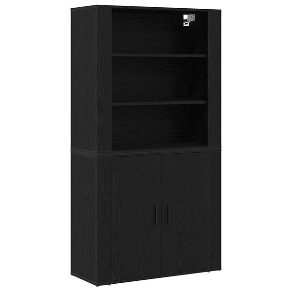 vidaXL Highboard Czarny Dąb 80 x 33 x 150 cm Materiał drewnopochodny