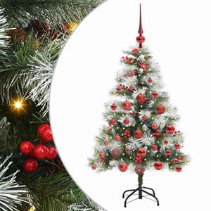 vidaXL Sztuczna choinka Zielono-biały 120 cm PVC, Metal i Plastik