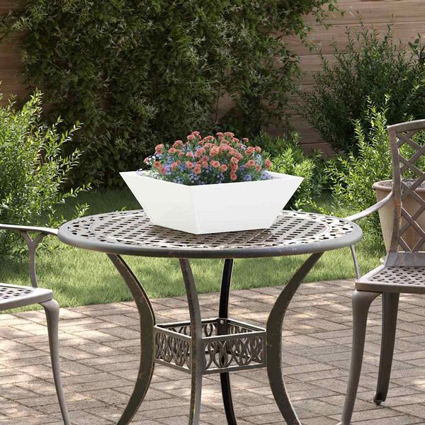 vidaXL Doniczka ogrodowa 5 pcs Biały 40 x 40 x 15 cm Stal zimnogięta