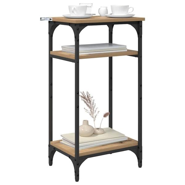 vidaXL Stolik boczny z p&oacute;łką Dąb rzemieślniczy 40 x 30 x 75 cm