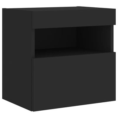 vidaXL Ścienna szafka TV z LED, czarna, 40x30x40 cm