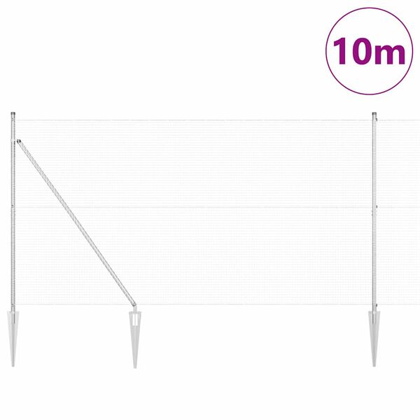 vidaXL Słupek ogrodzeniowy. Srebrny 10 x 1,5 m (siatka 19 x 19 mm)