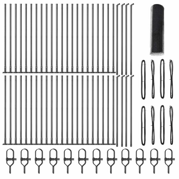 vidaXL Słupek ogrodzeniowy. Szary 100 x 0,4 m (siatka 13 mm)