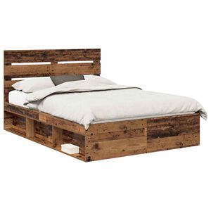vidaXL Ramka ł&oacute;żka Stare drewno 150 x 200 cm Lite drewno sosnowe