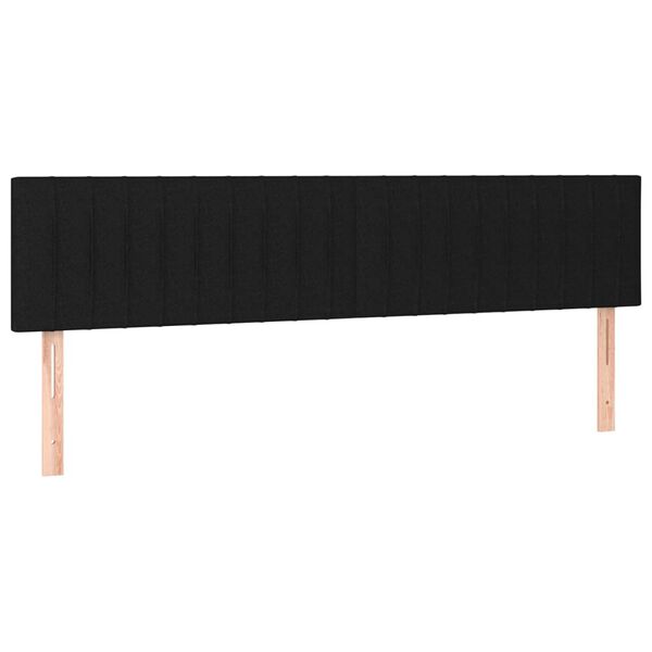 vidaXL Zagł&oacute;wek do ł&oacute;żka z LED, czarny, 200x5x78/88 cm, tkanina