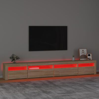 vidaXL Szafka pod TV z oświetleniem LED, dąb sonoma, 270x35x40 cm