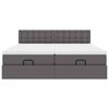 vidaXL Rama ł&oacute;żka otomana z materacami, szara, 200x200 cm, ekosk&oacute;ra