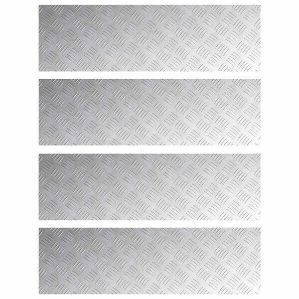 vidaXL Stopień Prostokątny 4 pcs Srebrny 100 x 30 cm Aluminium