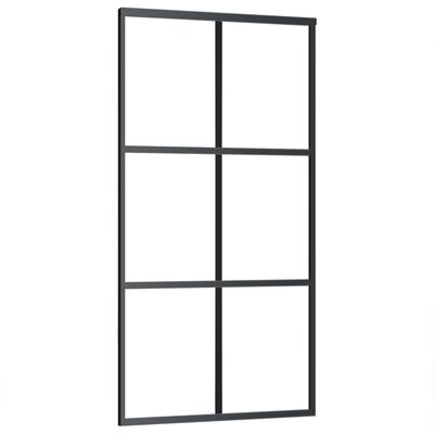 vidaXL Drzwi przesuwne, szkło ESG i aluminium, 102x205 cm, czarne