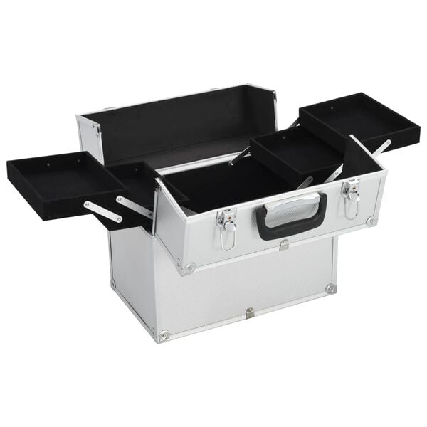 vidaXL Kuferek na kosmetyki, 38x23x34 cm, srebrny, aluminiowy